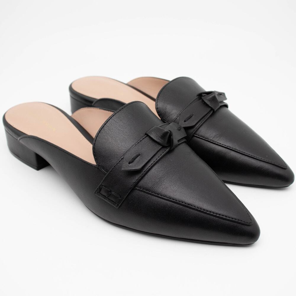 Cole Haan Womens SIZE 9.5 B Piper Bow Black Leather Mule Shoes